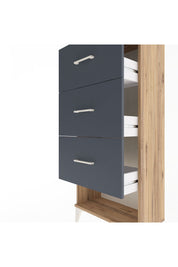 Arges Dolap 3 Çekmeceli 60x30x134 Çam-Antrasit