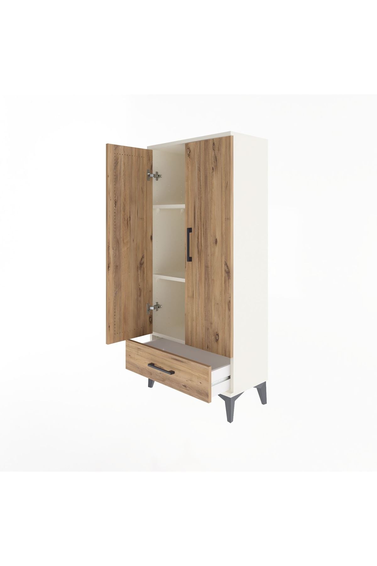 Arges Dolap 3 Raflı Tek Çekmeceli 2 Kapaklı 60x30x134 Aytaşı-Çam