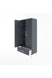 Arges Dolap 3 Raflı Tek Çekmeceli 2 Kapaklı 60x30x134 Antrasit-Antrasit