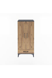 Arges Dolap 3 Raflı Tek Çekmeceli 2 Kapaklı 60x30x134 Antrasit-Çam