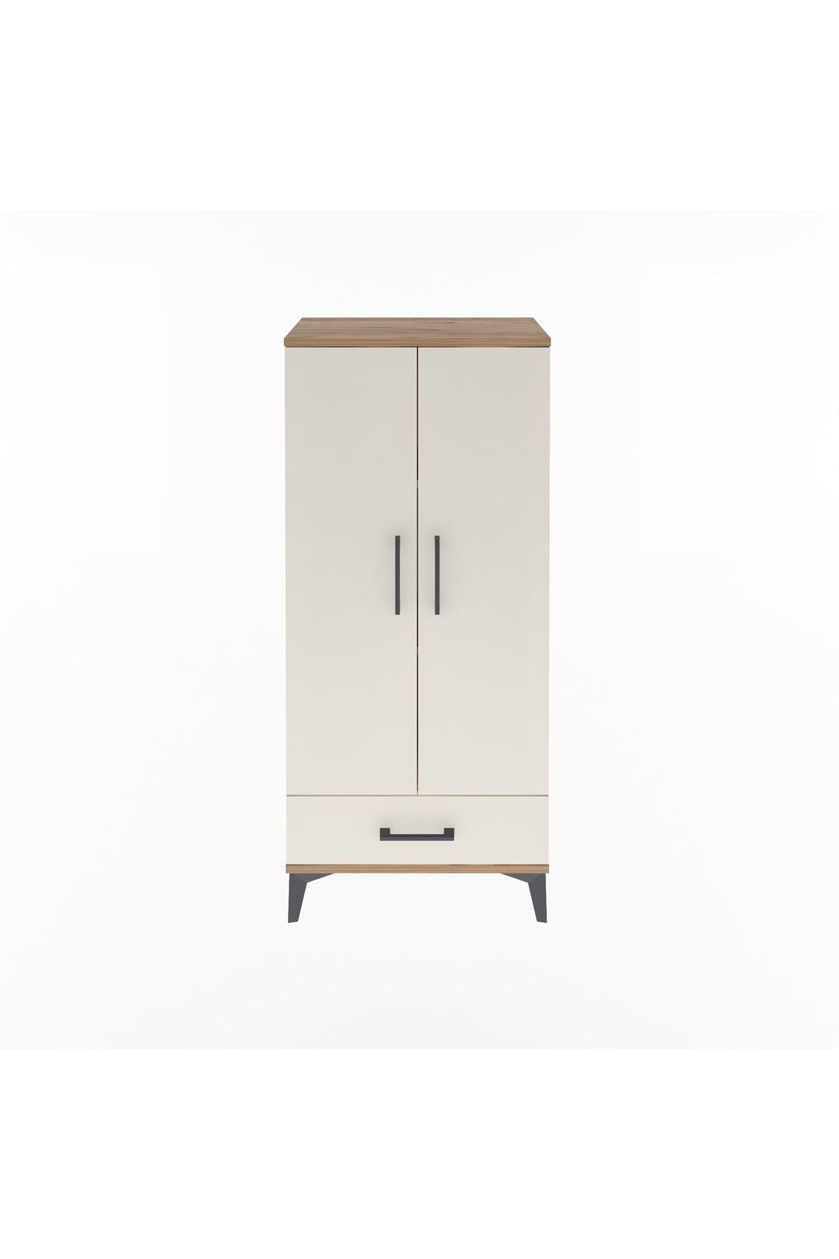 Arges Dolap 3 Raflı Tek Çekmeceli 2 Kapaklı 60x30x134 Çam-Aytaşı