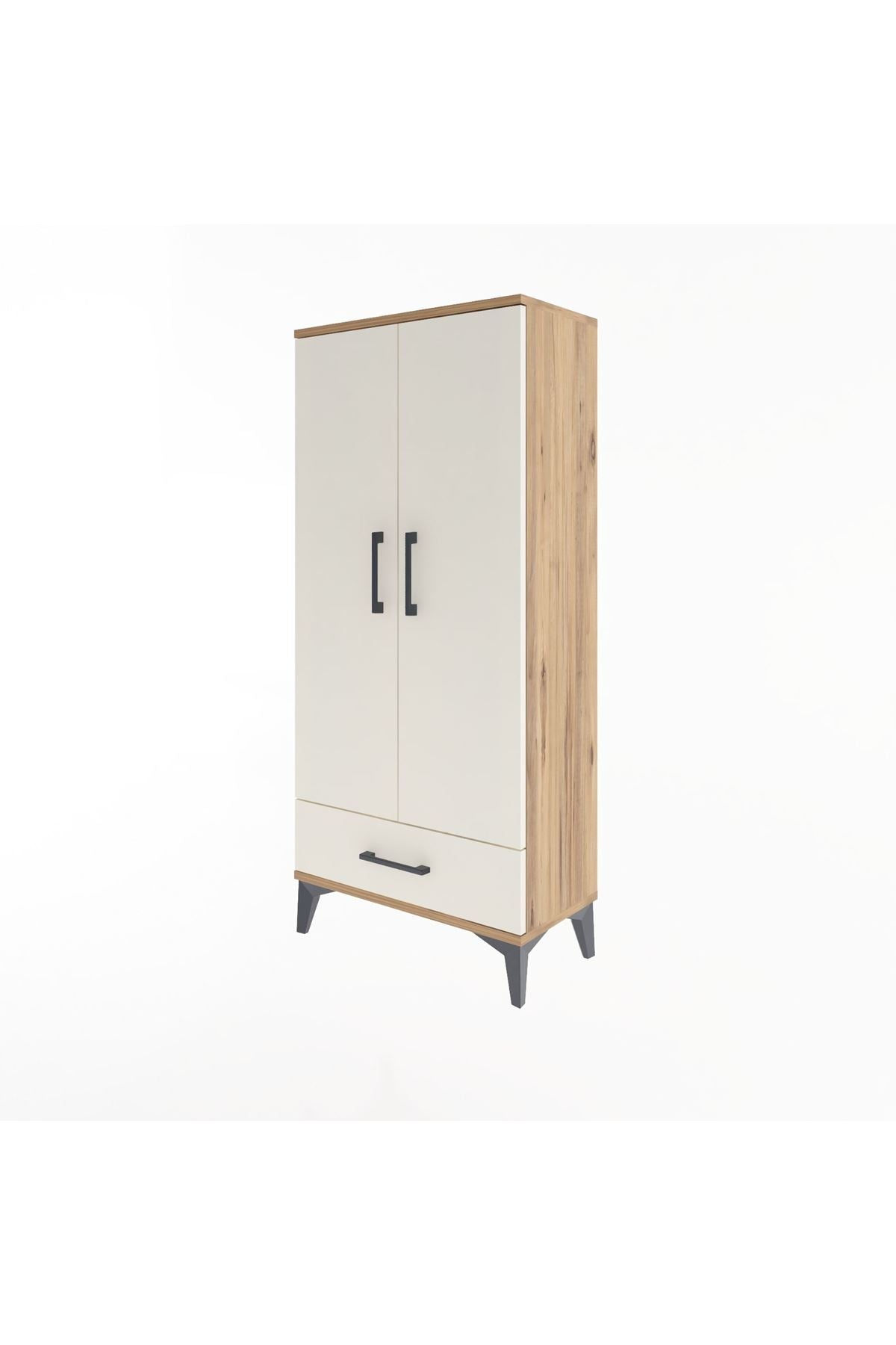 Arges Dolap 3 Raflı Tek Çekmeceli 2 Kapaklı 60x30x134 Çam-Aytaşı