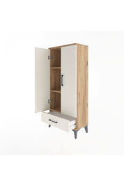 Arges Dolap 3 Raflı Tek Çekmeceli 2 Kapaklı 60x30x134 Çam-Aytaşı