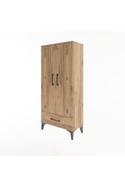 Arges Dolap 3 Raflı Tek Çekmeceli 2 Kapaklı 60x30x134 Çam-Çam