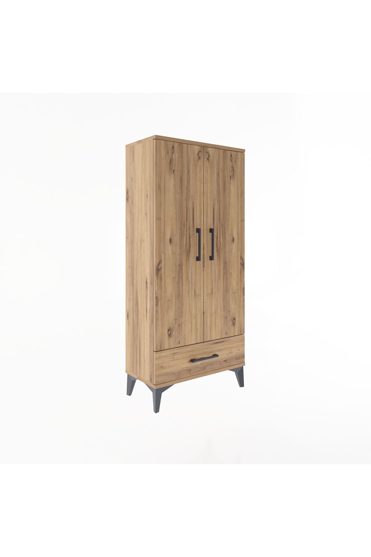 Arges Dolap 3 Raflı Tek Çekmeceli 2 Kapaklı 60x30x134 Çam-Çam