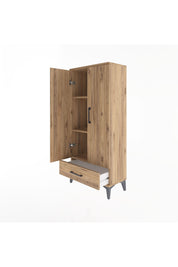 Arges Dolap 3 Raflı Tek Çekmeceli 2 Kapaklı 60x30x134 Çam-Çam