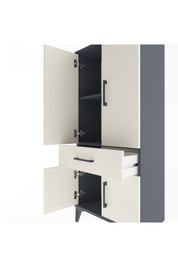 Arges Dolap 2 Raflı Tek Çekmeceli 4 Kapaklı 60x30x134 Antrasit-Aytaşı