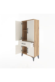 Arges Dolap 2 Raflı Tek Çekmeceli 4 Kapaklı 60x30x134 Çam-Aytaşı