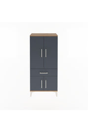 Arges Dolap 2 Raflı Tek Çekmeceli 4 Kapaklı 60x30x134 Çam-Antrasit