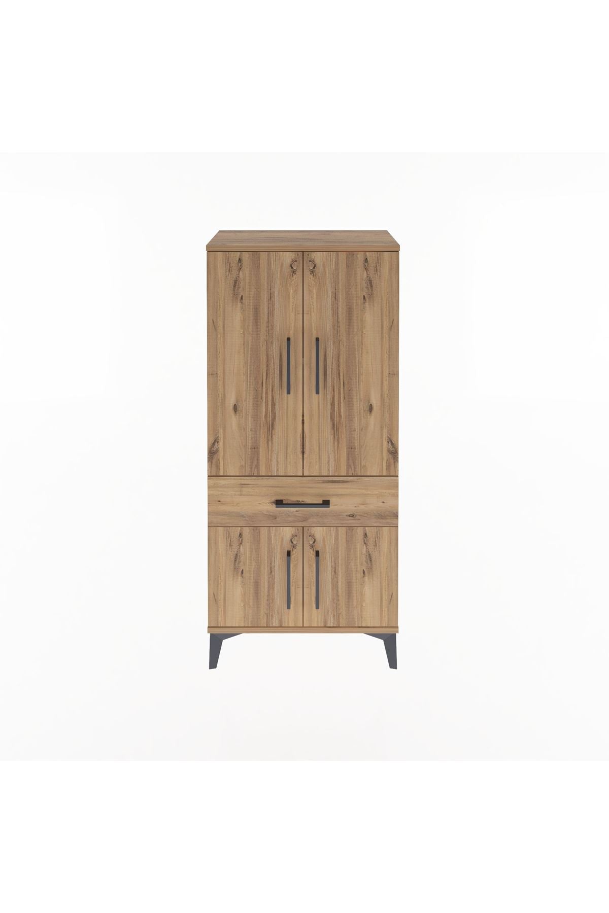 Arges Dolap 2 Raflı Tek Çekmeceli 4 Kapaklı 60x30x134 Çam-Çam