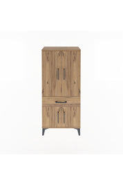 Arges Dolap 2 Raflı Tek Çekmeceli 4 Kapaklı 60x30x134 Çam-Çam
