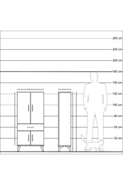 Arges Dolap 2 Raflı Tek Çekmeceli 4 Kapaklı 60x30x134 Çam-Çam