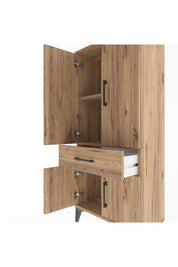 Arges Dolap 2 Raflı Tek Çekmeceli 4 Kapaklı 60x30x134 Çam-Çam