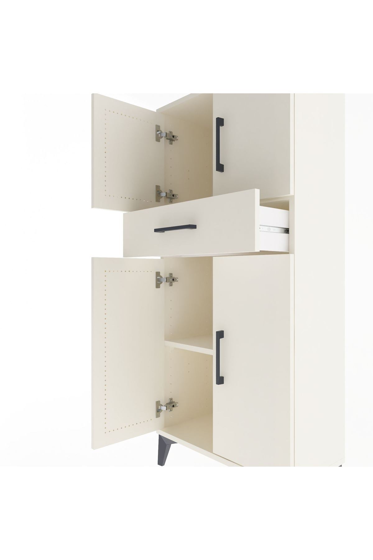 Arges Dolap 2 Raflı Tek Çekmeceli 4 Kapaklı 60x30x134 Aytaşı-Aytaşı