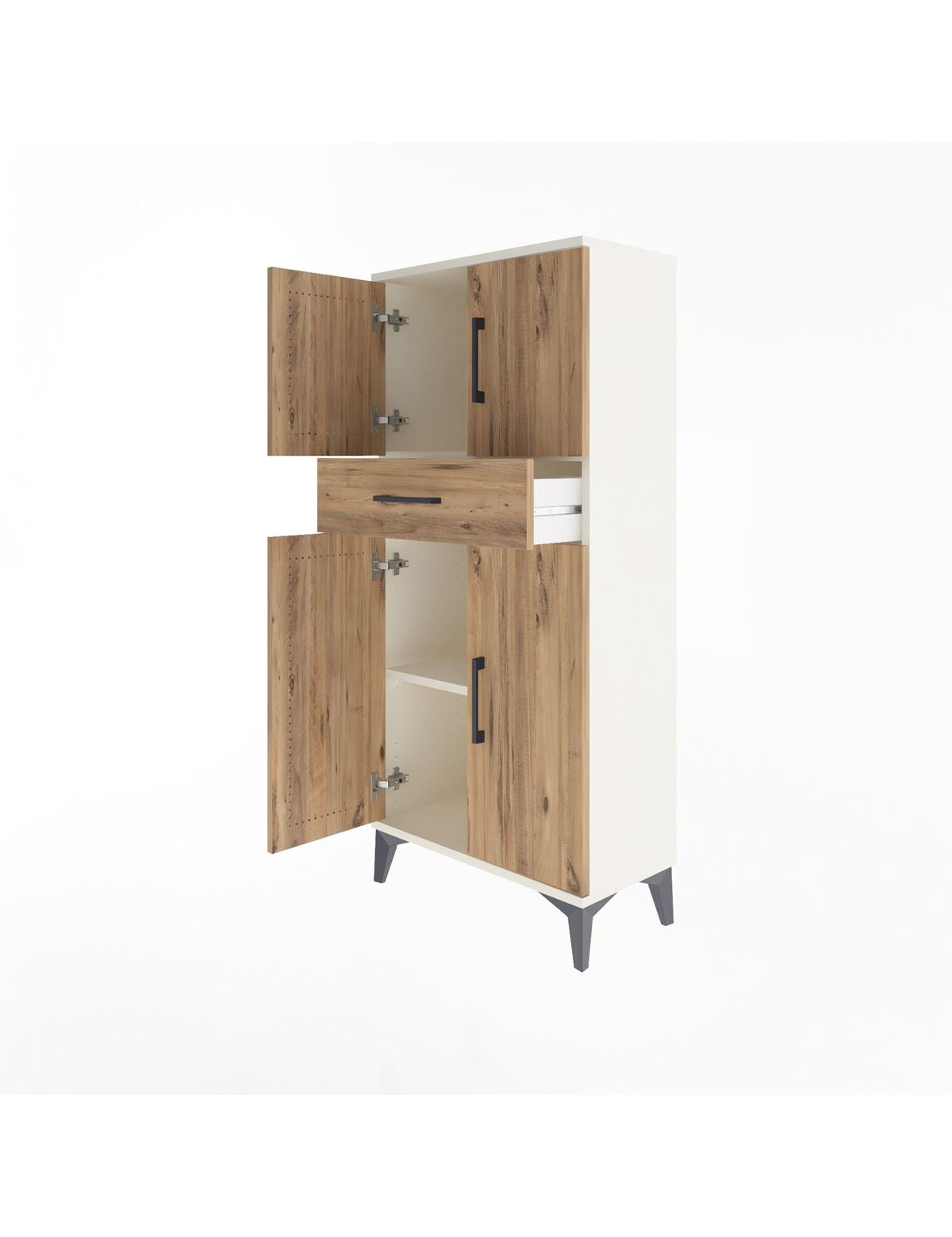 Arges Dolap 2 Raflı Tek Çekmeceli 4 Kapaklı 60x30x134 - S17M111V3A