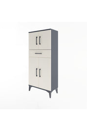 Arges Dolap 2 Raflı Tek Çekmeceli 4 Kapaklı 60x30x134 Antrasit-Aytaşı