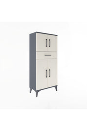 Arges Dolap 2 Raflı Tek Çekmeceli 4 Kapaklı 60x30x134 Antrasit-Aytaşı