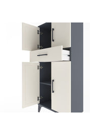 Arges Dolap 2 Raflı Tek Çekmeceli 4 Kapaklı 60x30x134 Antrasit-Aytaşı