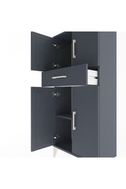 Arges Dolap 2 Raflı Tek Çekmeceli 4 Kapaklı 60x30x134 Antrasit-Antrasit