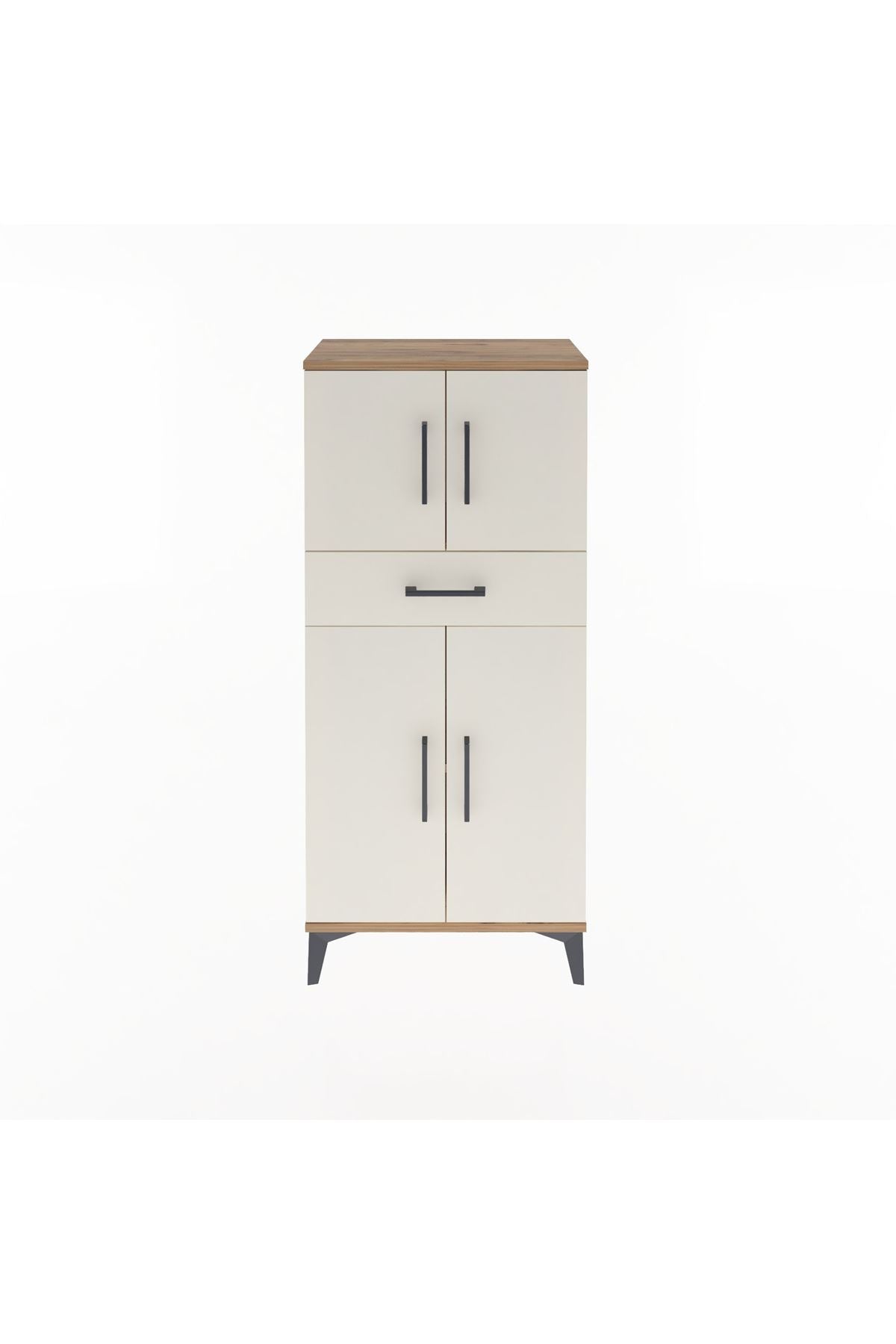 Arges Dolap 2 Raflı Tek Çekmeceli 4 Kapaklı 60x30x134 Çam-Aytaşı