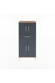 Arges Dolap 2 Raflı Tek Çekmeceli 4 Kapaklı 60x30x134 Çam-Antrasit