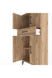 Arges Dolap 2 Raflı Tek Çekmeceli 4 Kapaklı 60x30x134 Çam-Çam