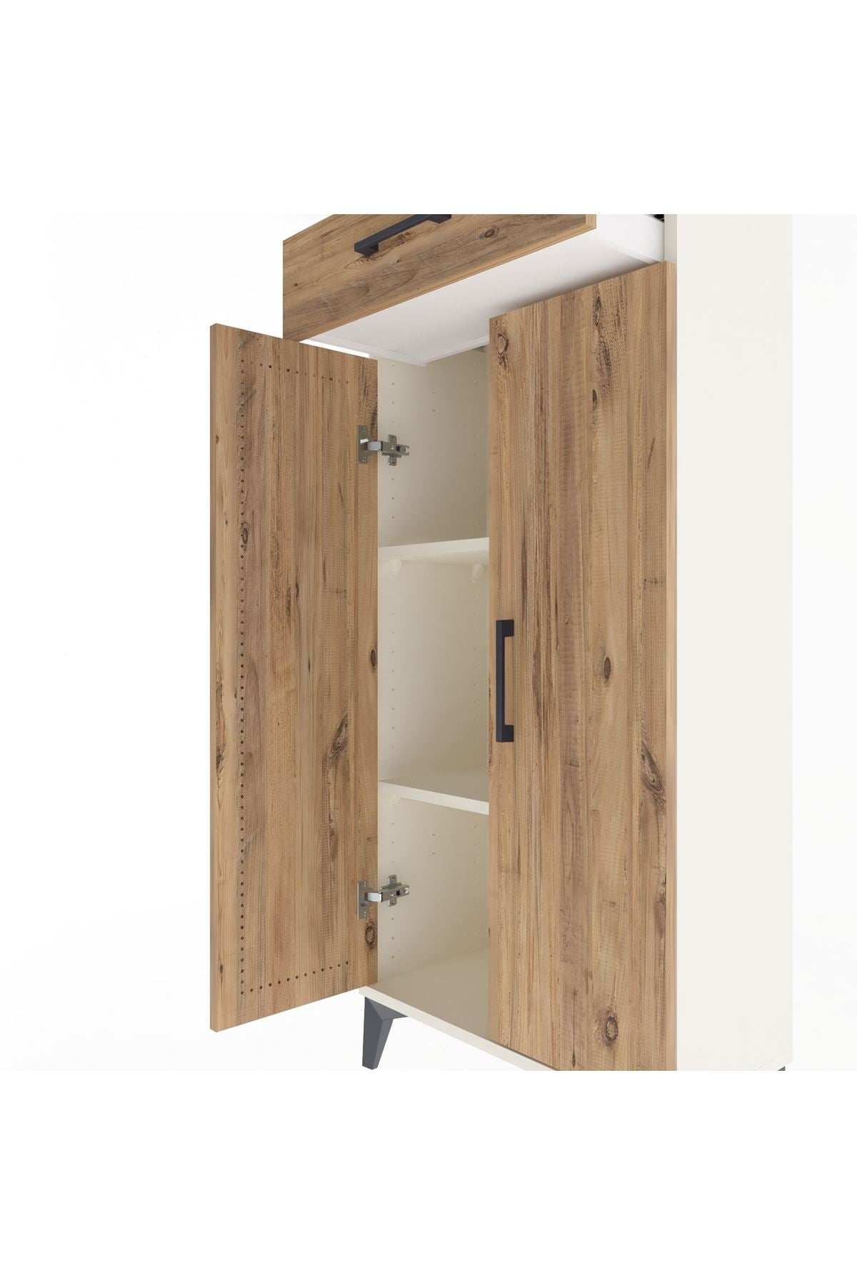 Arges Dolap 2 Raflı Tek Çekmeceli 2 Kapaklı 60x30x134 Aytaşı-Çam