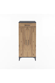 Arges Dolap 2 Raflı Tek Çekmeceli 2 Kapaklı 60x30x134 Antrasit-Çam