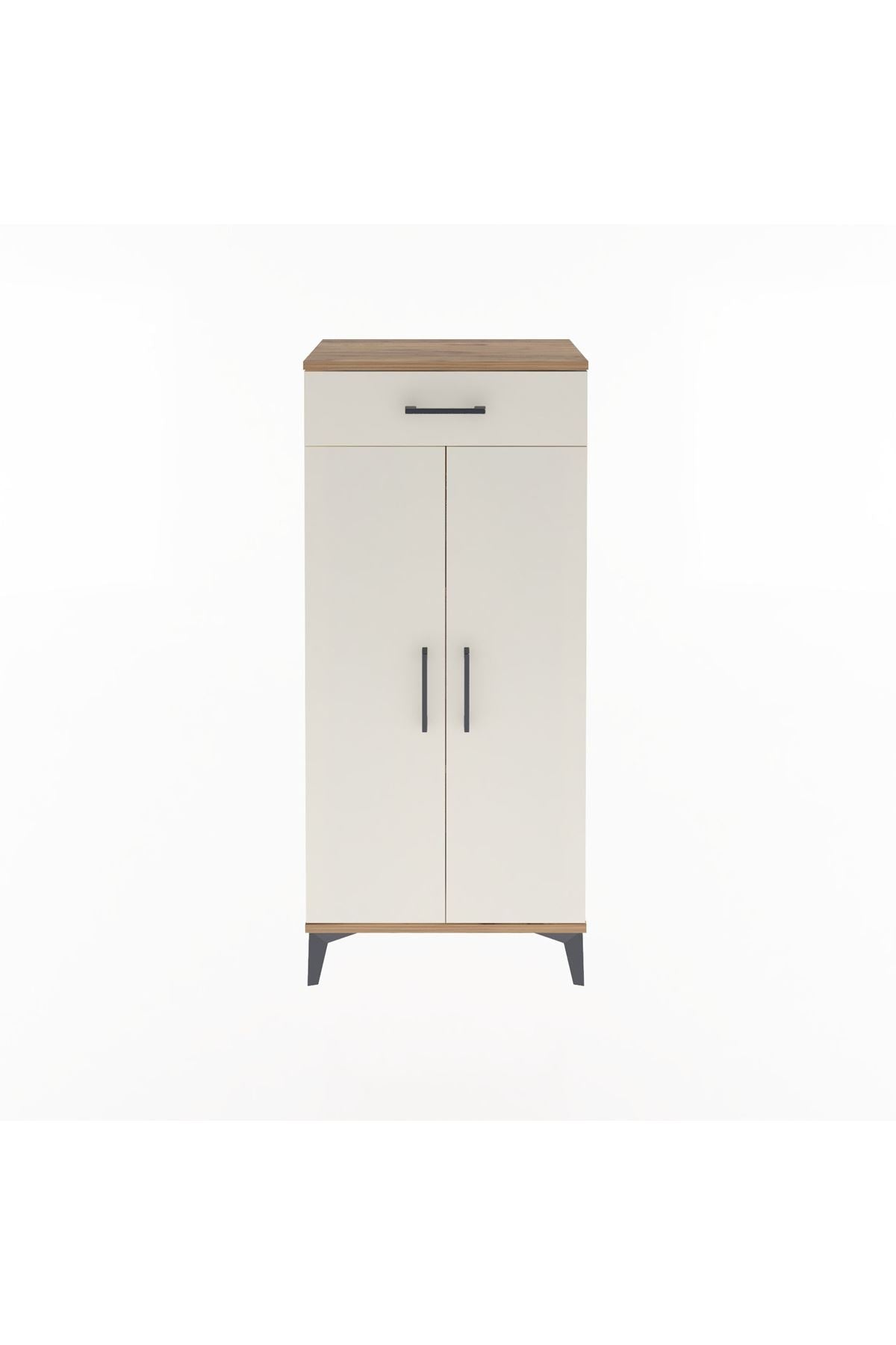 Arges Dolap 2 Raflı Tek Çekmeceli 2 Kapaklı 60x30x134 Çam-Aytaşı