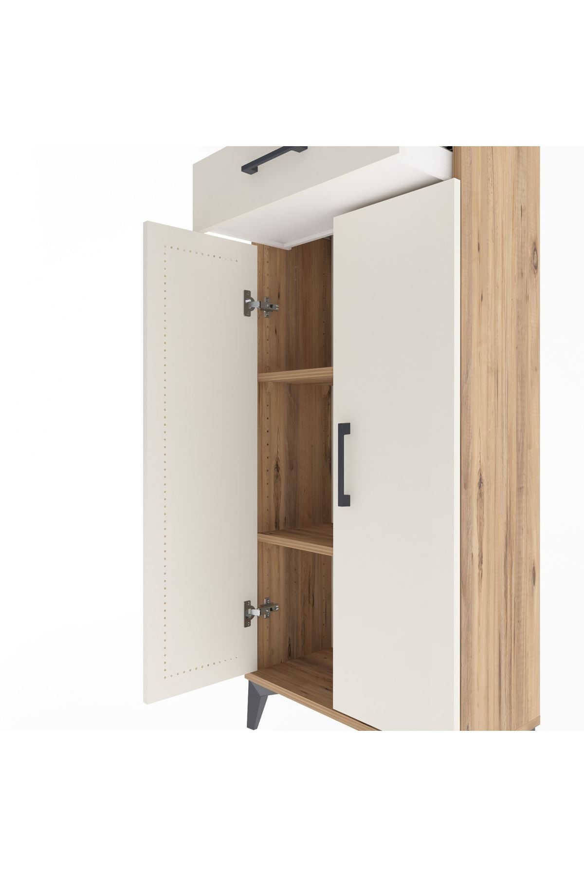 Arges Dolap 2 Raflı Tek Çekmeceli 2 Kapaklı 60x30x134 Çam-Aytaşı