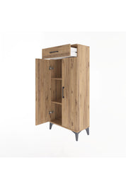 Arges Dolap 2 Raflı Tek Çekmeceli 2 Kapaklı 60x30x134 Çam-Çam