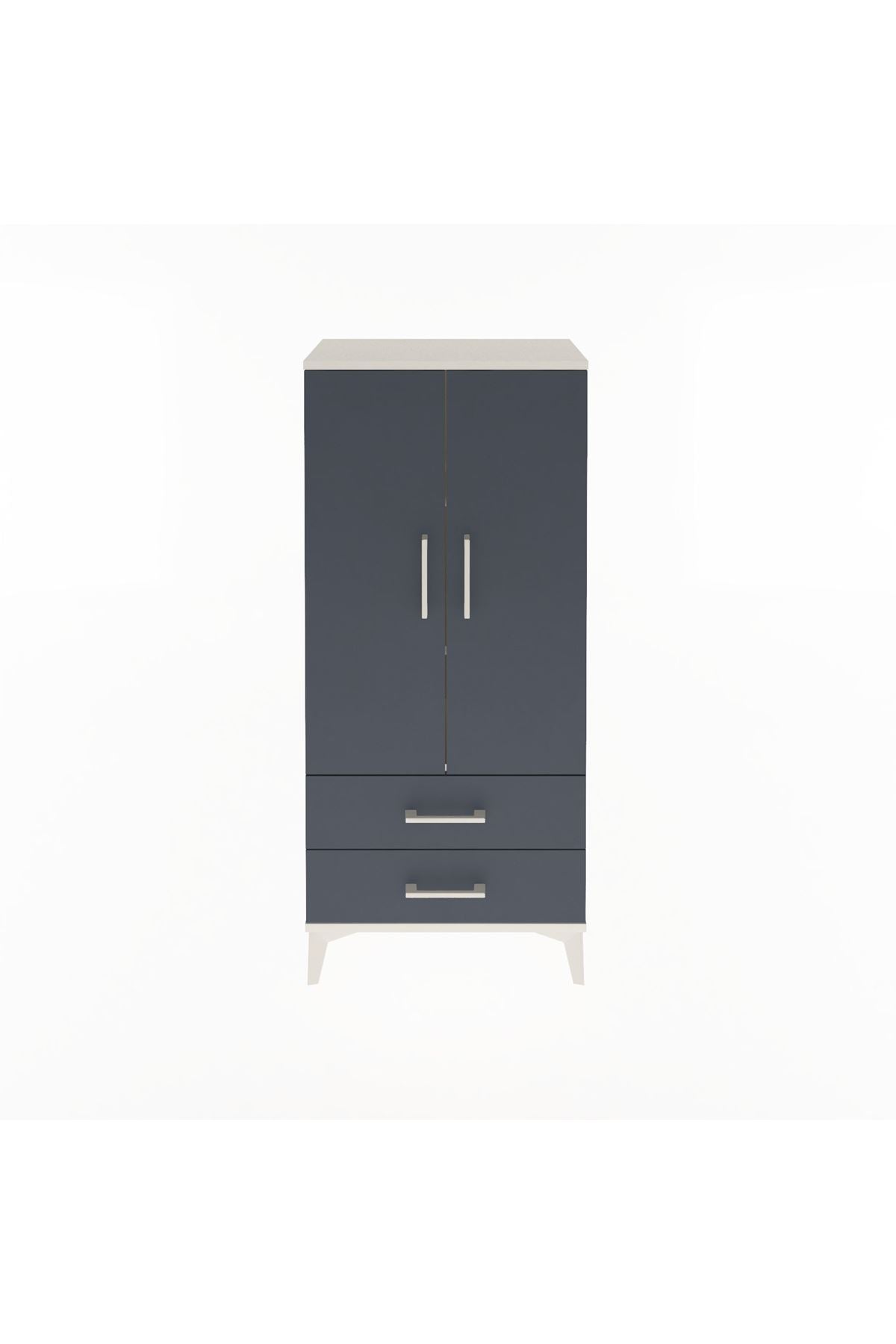 Arges Dolap 3 Raflı 2 Çekmeceli 2 Kapaklı 60x30x134 Aytaşı-Antrasit