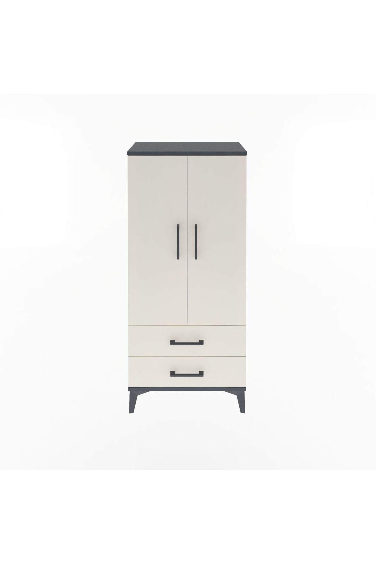 Arges Dolap 3 Raflı 2 Çekmeceli 2 Kapaklı 60x30x134 Antrasit-Aytaşı