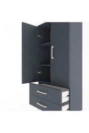 Arges Dolap 3 Raflı 2 Çekmeceli 2 Kapaklı 60x30x134 Antrasit-Antrasit