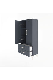 Arges Dolap 3 Raflı 2 Çekmeceli 2 Kapaklı 60x30x134 Antrasit-Antrasit