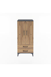 Arges Dolap 3 Raflı 2 Çekmeceli 2 Kapaklı 60x30x134 Antrasit-Çam