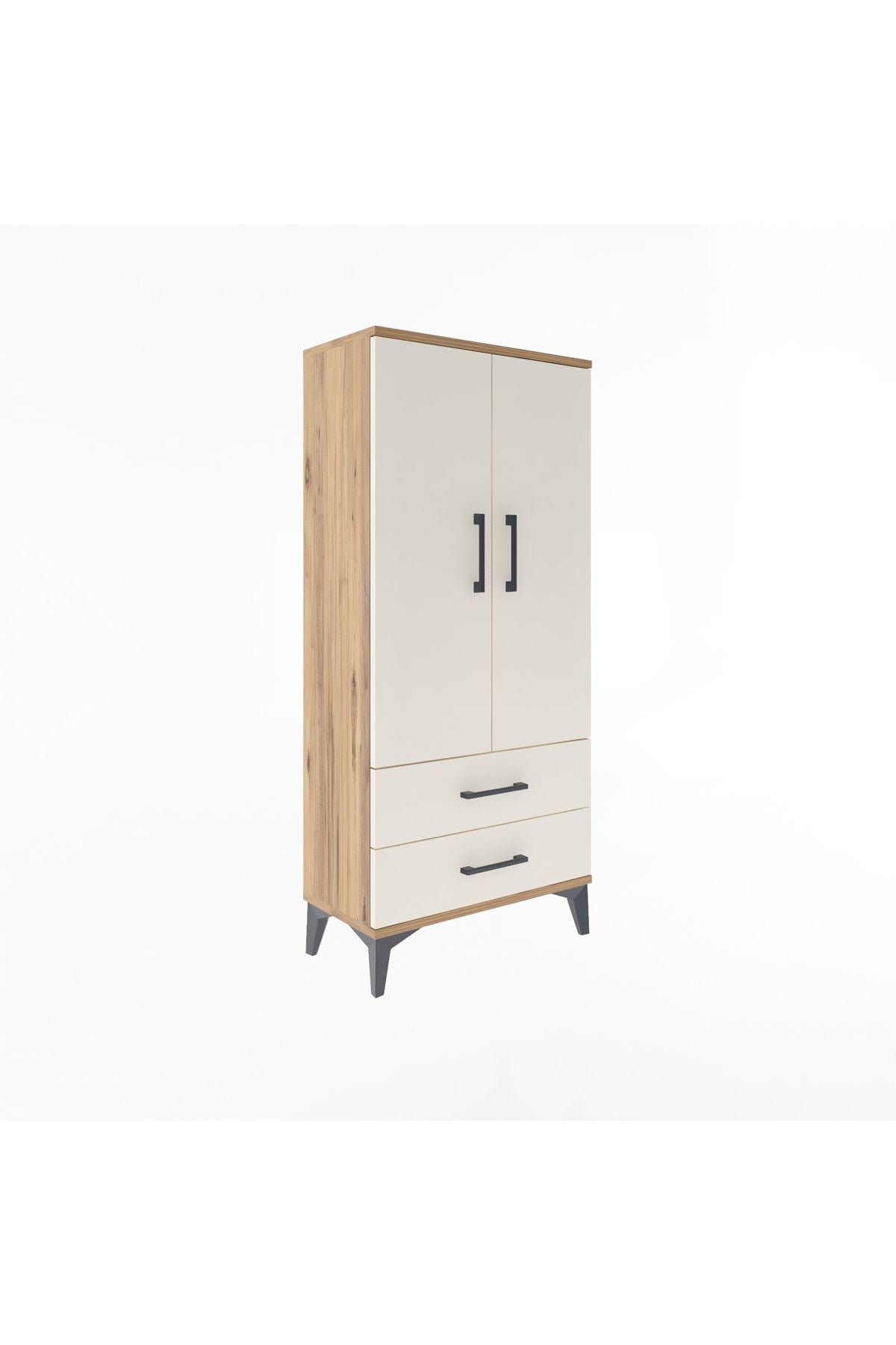 Arges Dolap 3 Raflı 2 Çekmeceli 2 Kapaklı 60x30x134 Çam-Aytaşı