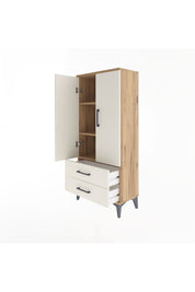 Arges Dolap 3 Raflı 2 Çekmeceli 2 Kapaklı 60x30x134 Çam-Aytaşı