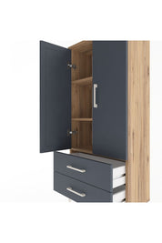Arges Dolap 3 Raflı 2 Çekmeceli 2 Kapaklı 60x30x134 Çam-Antrasit
