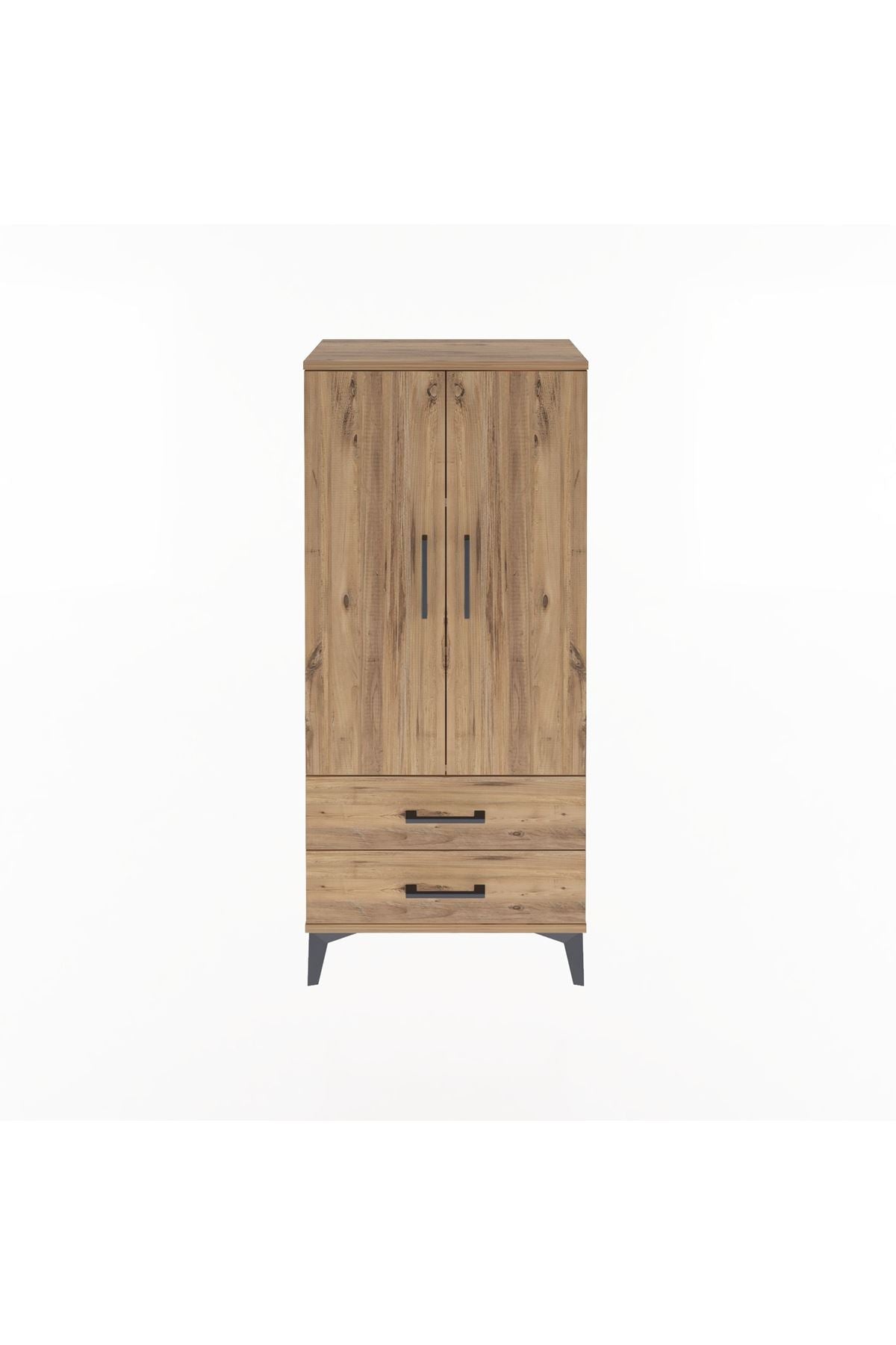 Arges Dolap 3 Raflı 2 Çekmeceli 2 Kapaklı 60x30x134 Çam-Çam