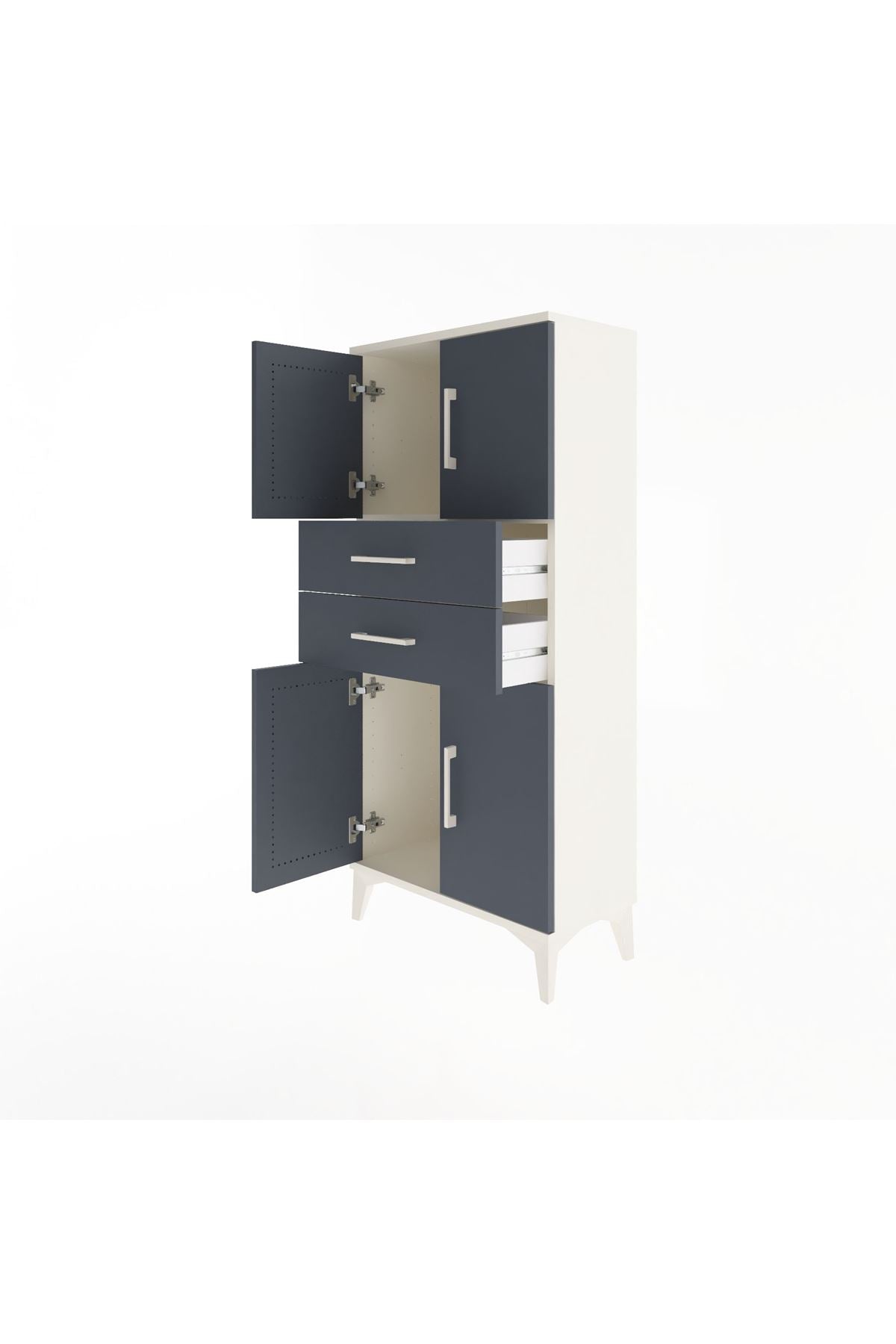 Arges Dolap Tek Raflı 2 Çekmeceli 4 Kapaklı 60x30x134 Aytaşı-Antrasit