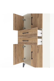 Arges Dolap Tek Raflı 2 Çekmeceli 4 Kapaklı 60x30x134 Aytaşı-Çam