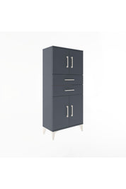 Arges Dolap Tek Raflı 2 Çekmeceli 4 Kapaklı 60x30x134 Antrasit-Antrasit