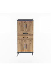 Arges Dolap Tek Raflı 2 Çekmeceli 4 Kapaklı 60x30x134 Antrasit-Çam