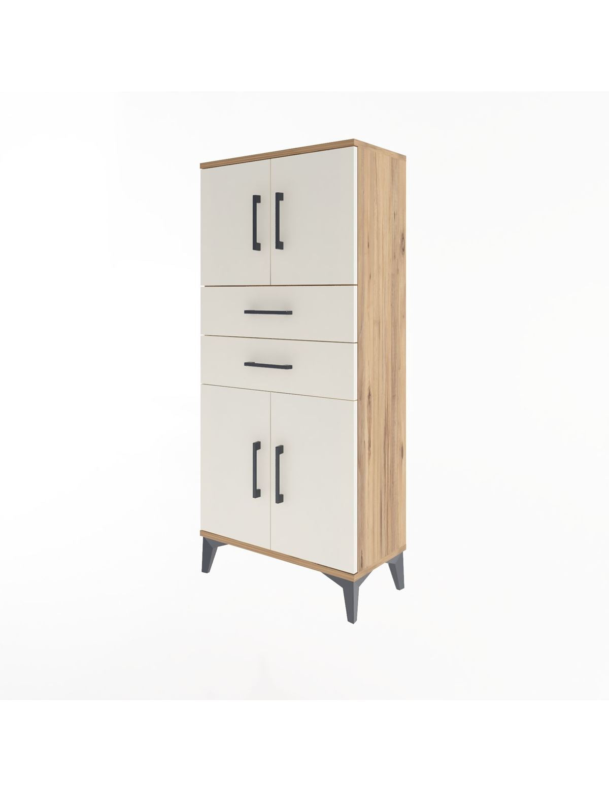 Arges Dolap Tek Raflı 2 Çekmeceli 4 Kapaklı 60x30x134 - S17M114V7A