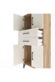 Arges Dolap Tek Raflı 2 Çekmeceli 4 Kapaklı 60x30x134 Çam-Aytaşı