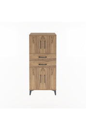 Arges Dolap Tek Raflı 2 Çekmeceli 4 Kapaklı 60x30x134 Çam-Çam