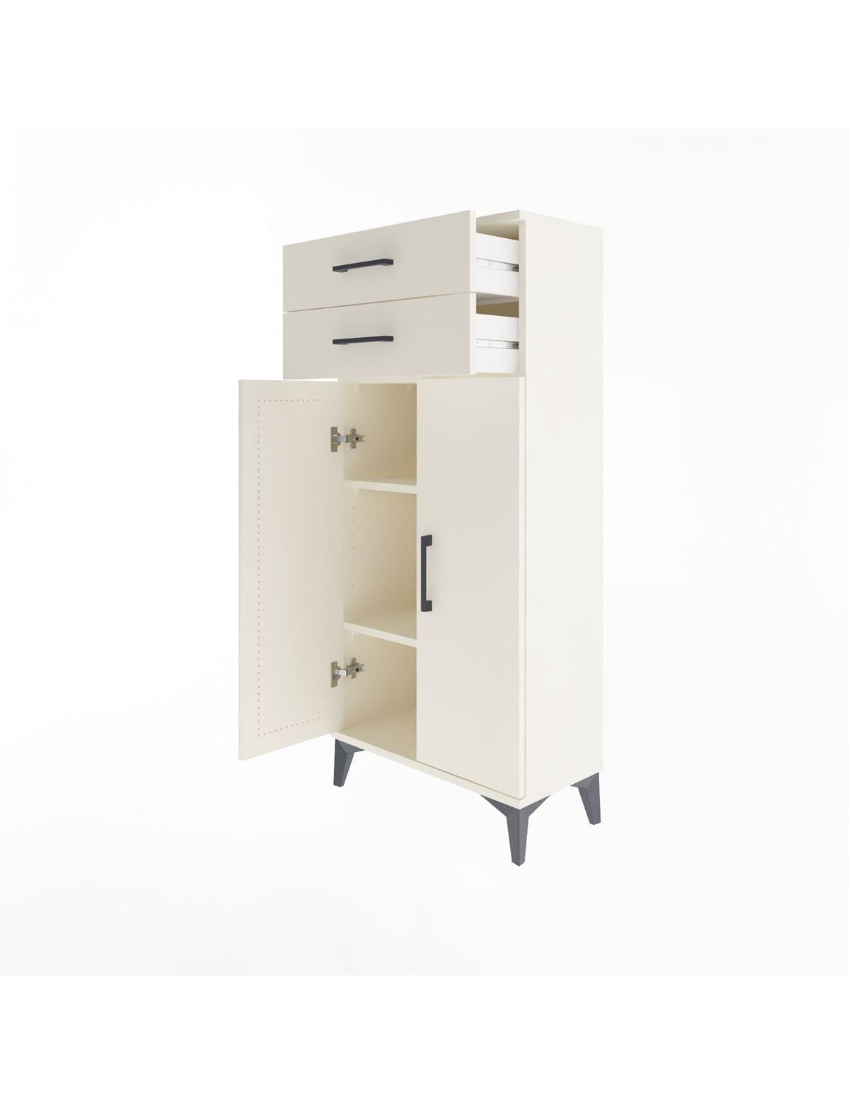 Arges Dolap 2 Raflı 2 Çekmeceli 2 Kapaklı 60x30x134 - S17M115V1A