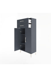 Arges Dolap 2 Raflı 2 Çekmeceli 2 Kapaklı 60x30x134 Antrasit-Antrasit