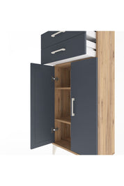 Arges Dolap 2 Raflı 2 Çekmeceli 2 Kapaklı 60x30x134 Çam-Antrasit